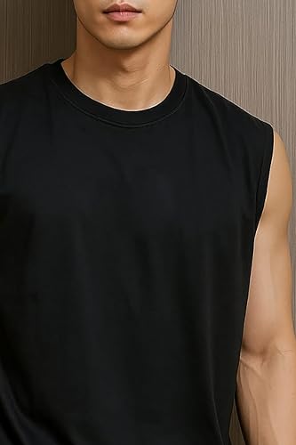JUGULAR Tank Tops Sleeveless T-Shirt for Men Gym Wear Vest Solid Stylish Round Neck Running for Sports Workout Fitness & Casual or Beach Wear (in, Alpha, M, Black) : Amazon.in: Clothing & Accessories