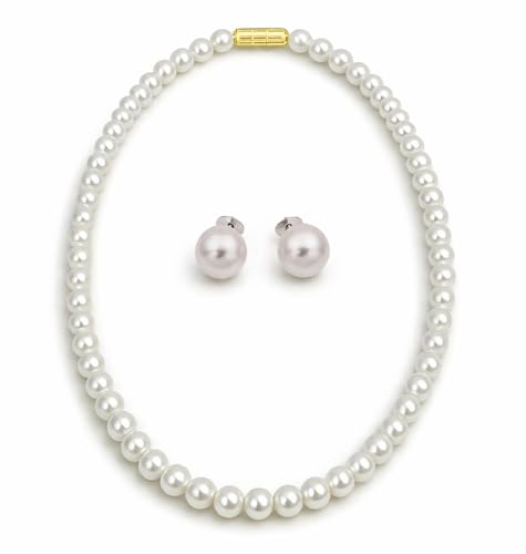 Buy Tirthi Classic White Pearl Necklace Set with Matching Stud Earrings for Women & Girls | Elegant Beaded Pearl Jewelry Set | Wedding, Party, Festive & Religious Functions Daily Wear Accessories at Amazon.in