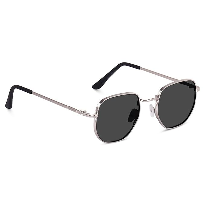 Buy SUNFRIZ Small Octagonal Polarized Sunglasses for Women Men, Classic Retro Metal Frame, UV400 Protection, Black Lens, Gold-Black at Amazon.in