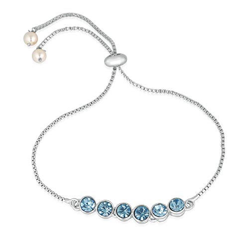 Buy Mahi Rhodium Plated Gleaming Blue Solitaire Crystal Adjustable Bracelet for Women BR1100386RBlu at Amazon.in