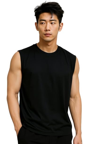 JUGULAR Tank Tops Sleeveless T-Shirt for Men Gym Wear Vest Solid Stylish Round Neck Running for Sports Workout Fitness & Casual or Beach Wear (in, Alpha, M, Black) : Amazon.in: Clothing & Accessories