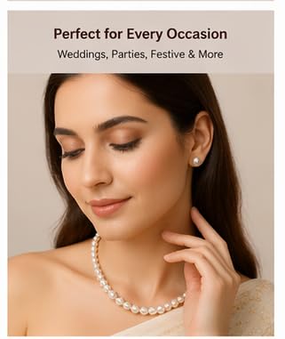 Buy Tirthi Classic White Pearl Necklace Set with Matching Stud Earrings for Women & Girls | Elegant Beaded Pearl Jewelry Set | Wedding, Party, Festive & Religious Functions Daily Wear Accessories at Amazon.in