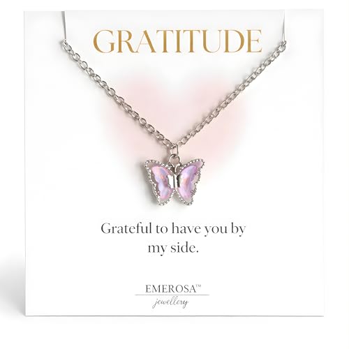 Buy EMEROSA Butterfly Pendant Necklace for Women | Silver Toned Alloy Chain | Purple Crystal Butterfly Locket | Dainty Aesthetic Jewelry | Birthday Valentine Gift for Girlfriend Wife Girls at Amazon.in