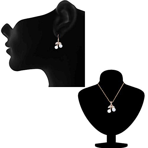 Om Jewells Valentine Gift Crystal Jewellery Rose Gold Plated Dangling Cherry Shape Stylish Pendant Necklace Set With Earrings Studded Artificial Pearls For Girls And Women Ps1000730 : Amazon.in: Jewellery