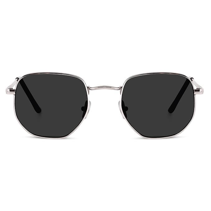 Buy SUNFRIZ Small Octagonal Polarized Sunglasses for Women Men, Classic Retro Metal Frame, UV400 Protection, Black Lens, Gold-Black at Amazon.in