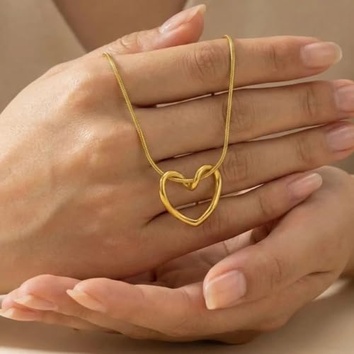 JYARSH 18K Gold Plated Heart Pendant Chain Necklace for Women & Girls | Anti Tarnish Stainless Steel Minimal Love Locket Stylish Everyday Wear Jewellery Valentine, Anniversary Birthday G : Amazon.in: Fashion