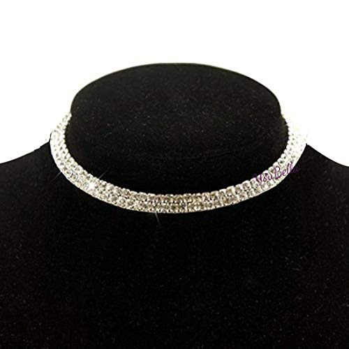 YouBella Fashion Jewellery Silver Crystal Rhinestone Choker Necklace for Women.(Valentine Gift Special). (Two line) : Amazon.in: Fashion