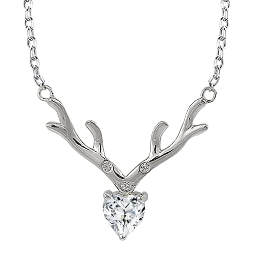 Mahi Deer Heart Shaped Necklace Pendant Chain with Cubic Zirconia Valentine Gift for Women (PS1101845R) : Amazon.in: Jewellery