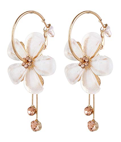 YouBella Jewellery Gifts Stylish Latest Western Ear rings Gold Plated Floral Earrings for Girls and Women (White) : Amazon.in: Fashion