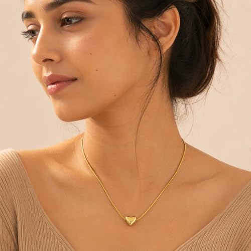 MEENAZ pendant necklace chain for women girls Love anti tarnish stainless steel gold stylish Neck Chain | Heart Locket | Modern Design | Birthday Gift Valentine| Aesthetic Jewellery for women | Accessories : Amazon.in: Jewellery