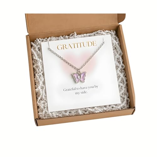 Buy EMEROSA Butterfly Pendant Necklace for Women | Silver Toned Alloy Chain | Purple Crystal Butterfly Locket | Dainty Aesthetic Jewelry | Birthday Valentine Gift for Girlfriend Wife Girls at Amazon.in