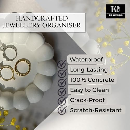 THE GREY BLEND® Trinket Tray for Jewellery - Handmade Concrete Jewelry Dish Organizer for Rings, Earrings & Makeup | Aesthetic Vanity Tray for Dresser, Bathroom & Home Decor : Amazon.in: Jewellery