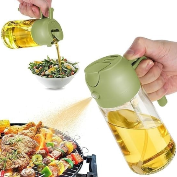 580ml Glass Oil Sprayer & Dispenser Bottle – Refillable Cooking Oil Spray for Kitchen Use (Pack of 1)