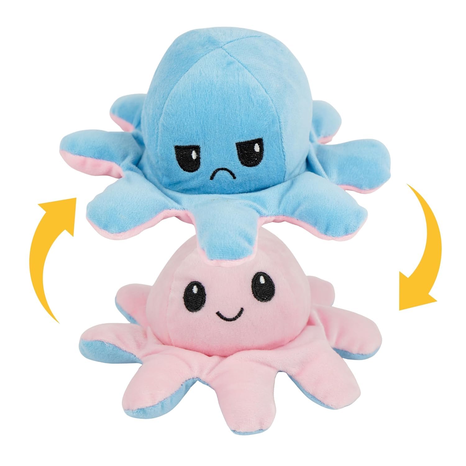 EITHEO Side Changing Octopus Mini Plush - Stuffed Animal Toy | Show Your Mood Without Saying a Word (Blue Pink)