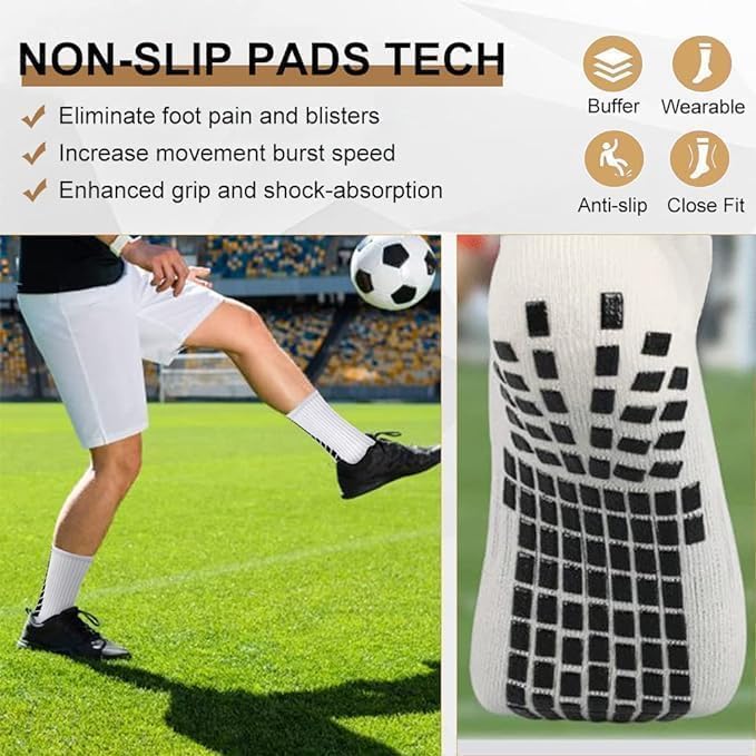 1 Pairs Athletic Non-slip Football Socks for Men Women
