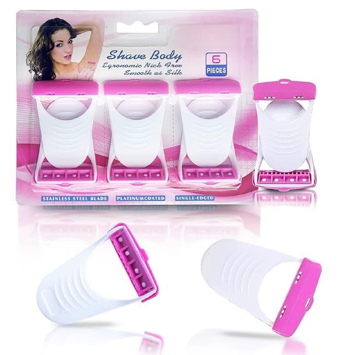 KARDIFF Women's Body Razor Disposable Plastic Hair & Bikini Shaving for Under Arms, Hand, Leg, Thai Hair Cleaner Waxing (Pack of 6pc)