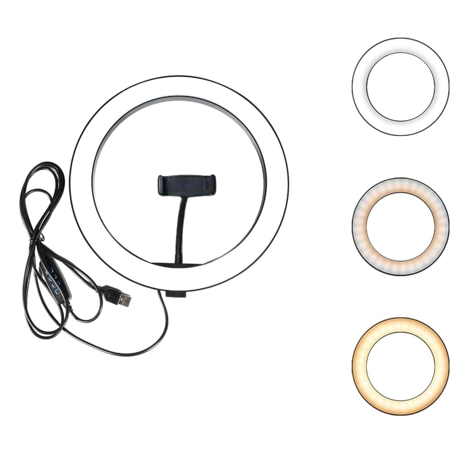 ADZOY Premium 10 Watt LED Ring Light with 26 Cm with Phone Holder 10 Level Dimmable with 3 Modes of Light (Only Ring Light)