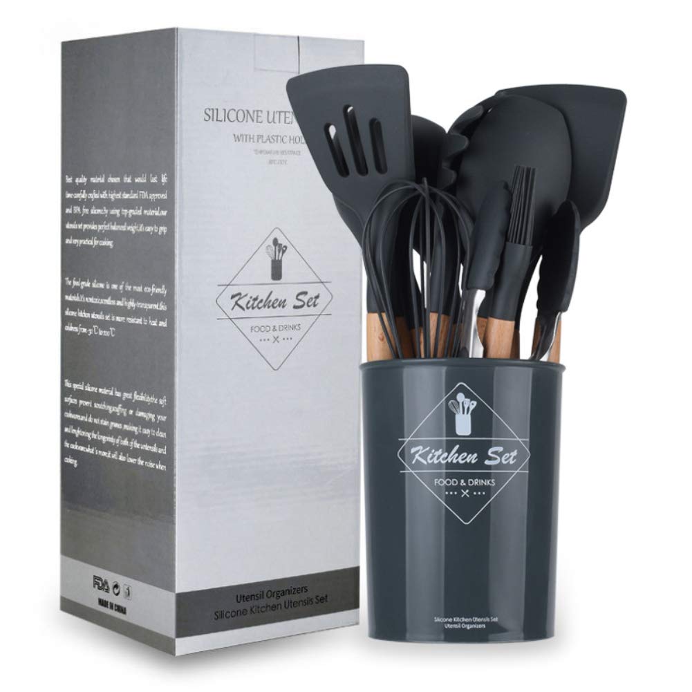 12 Pcs Bamboo Utensil Set w/ Holder | Kitchenware | Homeware & Lifestyle Essentials