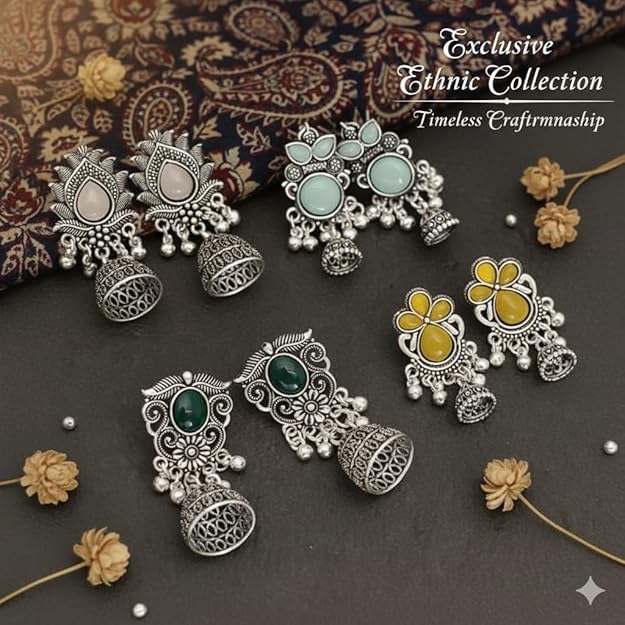 EiVAA Traditional & Designer Alloy Jhumki Earrings for Women & Girls | Lightweight Daily Use Earrings | Ethnic Stylish Jewelry for Casual, Festive & Wedding Outfits | Fashion Earrings : Amazon.in: Jewellery
