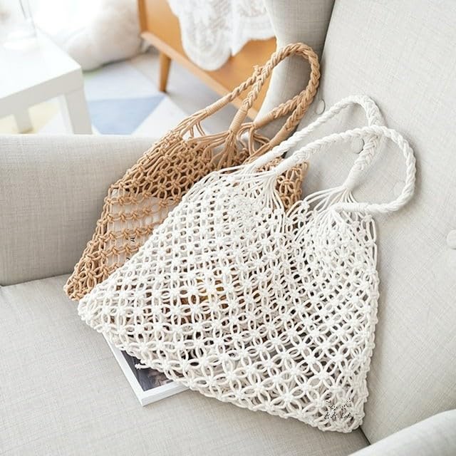 Buy R.R.LALA Womens Macrame Relaxed Fit Woven Casual Beach Bags Tote Knitted Mesh Shoulder String Straw Grocery Shopping Handbag Travel Net Color: Off White at Amazon.in