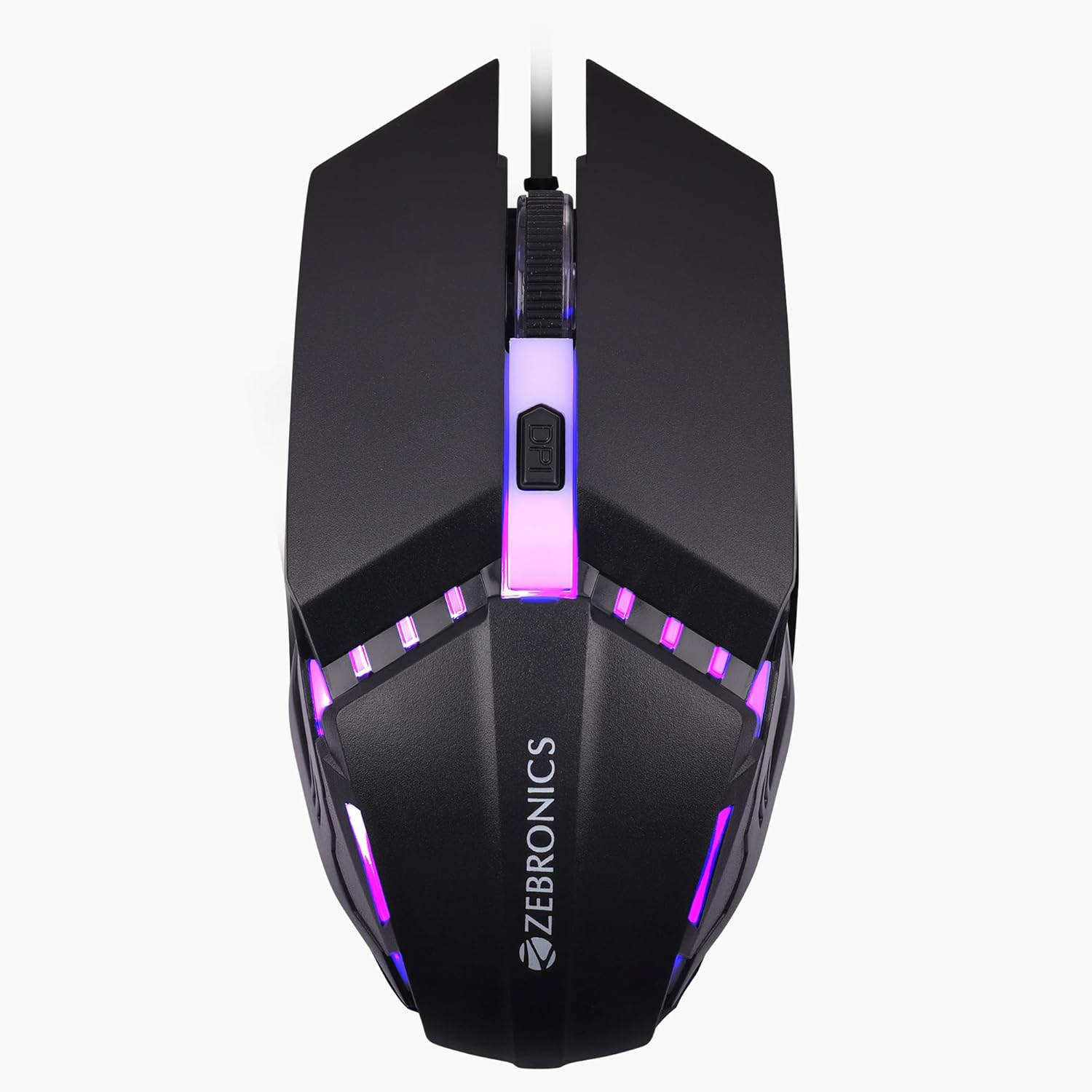 ZEBRONICS PHERO Wired Gaming Mouse with up to 2400 DPI, Rainbow LED Lights, DPI Switch, High Precision, Plug & Play, 4 Buttons