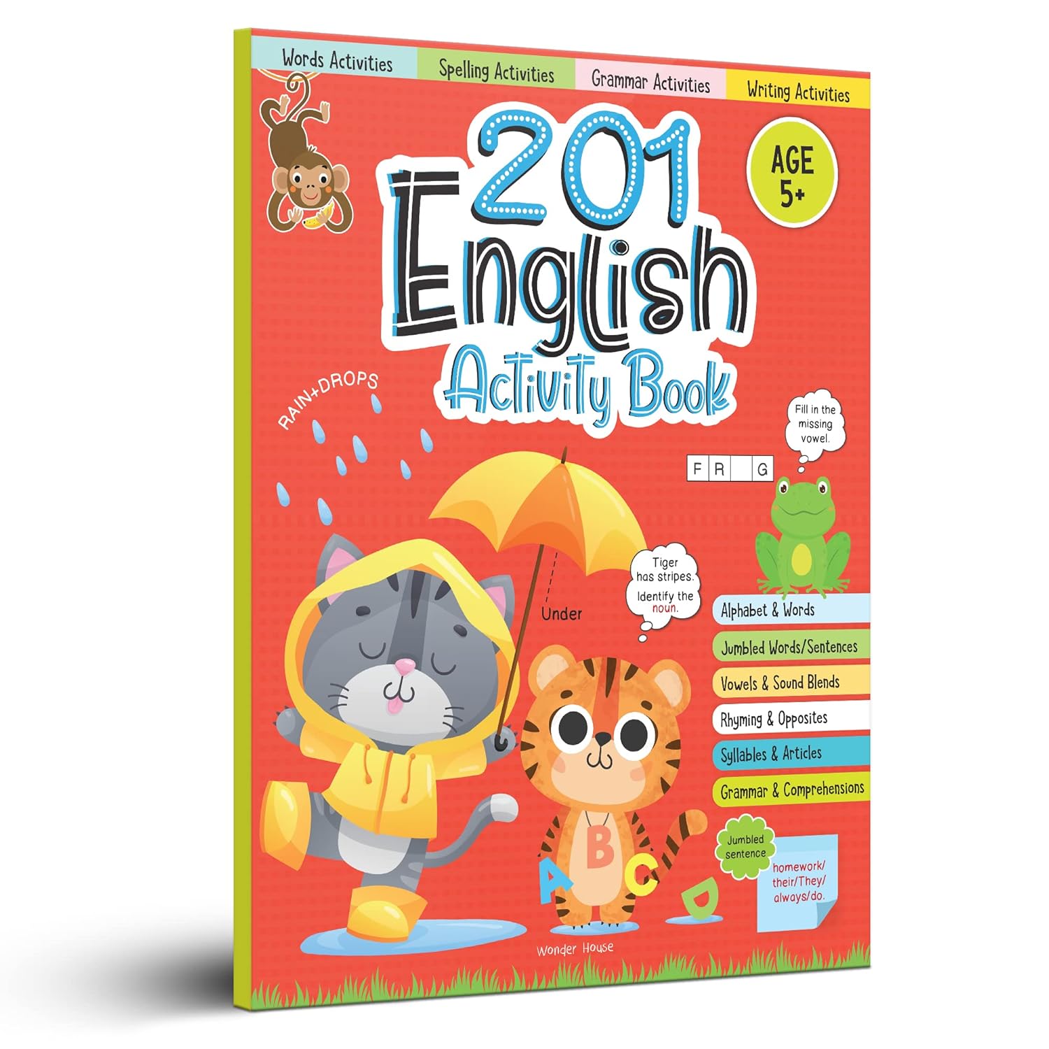 201 English Activity Book: Fun Activities and Grammar Exercises | Alphabet & Words, Rhyming & Opposites | Ages 5–9 | 4+ Hours of Interactive Learning