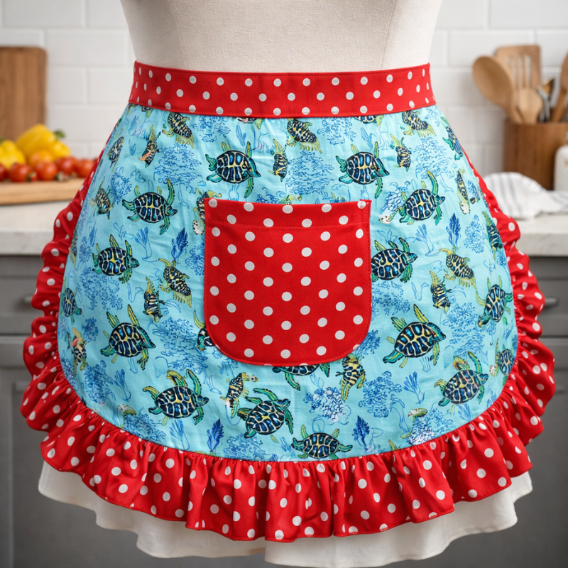 Cute Half Apron (Skirt Style) | Mini Waist Apron for Kitchen, Cooking & Cleaning | Lightweight Stylish Apron