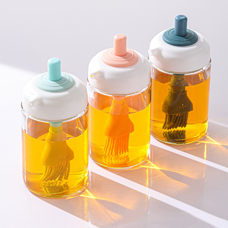 230ml Eco-Friendly Bamboo Condiment Bottle Oil Dispenser Microwave Safe Spice Pepper Jar for Air Fryer BBQ Set