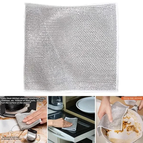 Double Sided Dishwashing Cleaning Cloth (Pack of 5) | Reusable Kitchen Cleaning Wipes | Durable Polyester Scrub Cloth
