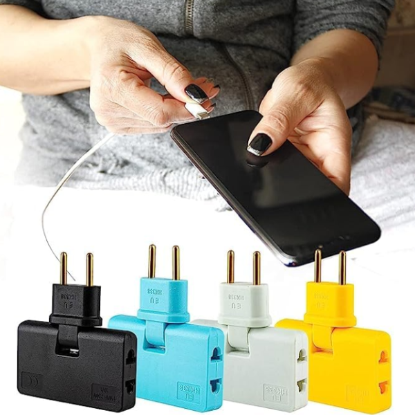 3-in-1 Wireless EU Plug Adapter – Universal Travel Power Adapter for Multiple Devices (Random color-Pack of 1)