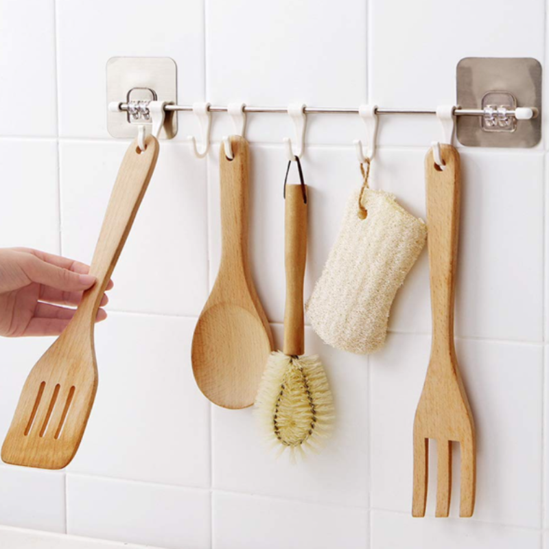 Plastic Magic Sticker Self Adhesive Towel Hanger Hook Rail – Multipurpose Bathroom & Kitchen Wall Hooks for Cups, Utensils & Accessories (Pack of 1)