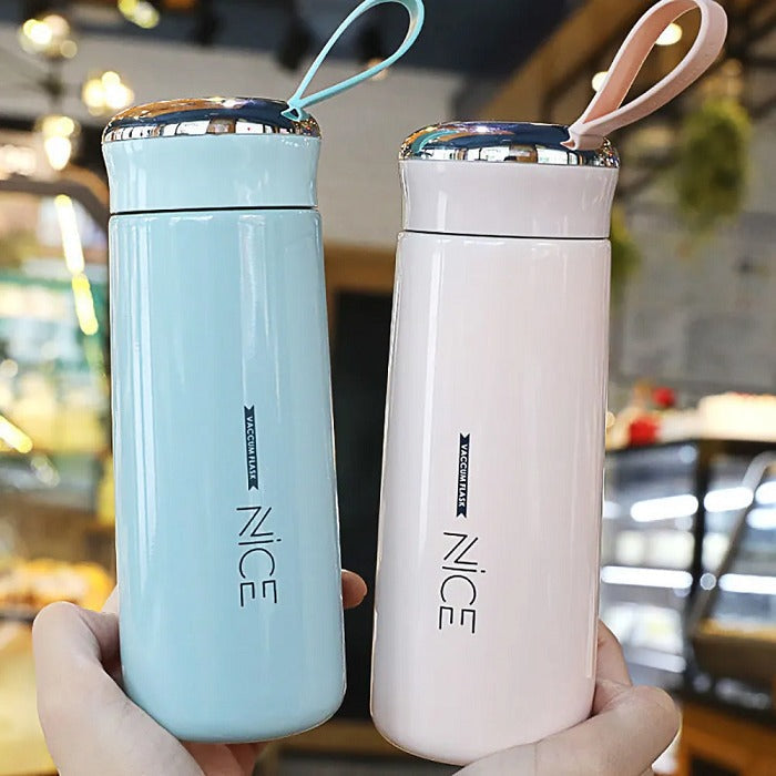 400ml Printed Glass Water Bottle – Leak-Proof Travel Bottle with Cute Design, Reusable Eco-Friendly Bottle for Office, School & Outdoor Use(Random color-Pack of 1)