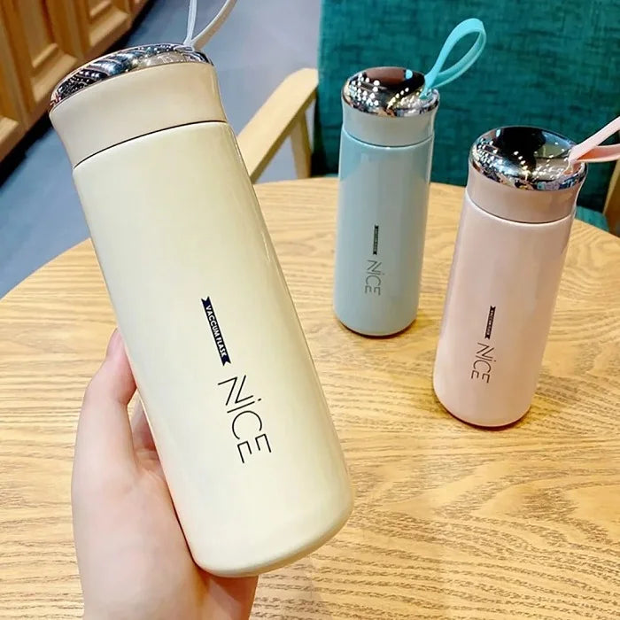 400ml Printed Glass Water Bottle – Leak-Proof Travel Bottle with Cute Design, Reusable Eco-Friendly Bottle for Office, School & Outdoor Use(Random color-Pack of 1)