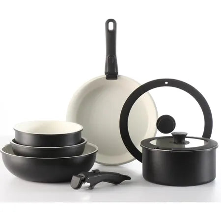 9-Piece Nonstick Cookware Set Ceramic Induction Pots and Pans with Detachable Silicone Handles Oven can be Customize | Kitchenware | Homeware & Lifestyle Essentials