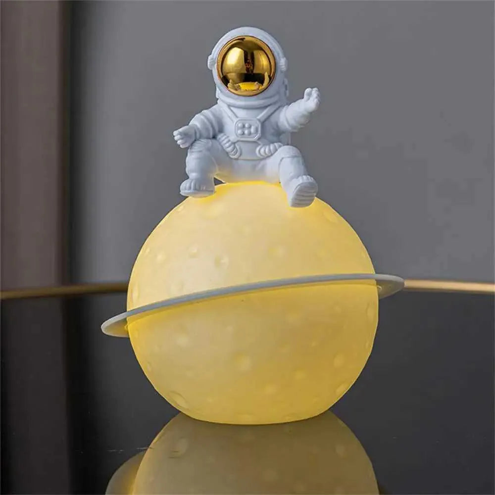 Astronaut Moon Lamp Night Light – Creative 3D Desktop LED Lighting for Bedroom & Home Decor (Random Color-Pack of 1)