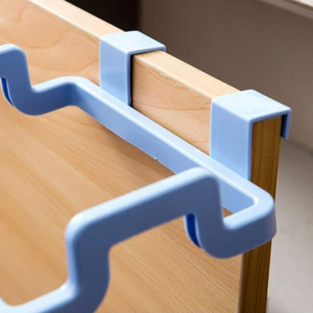 2 Pcs Plastic Garbage Bag & Towel Hanger – Over-Cabinet Holder (Random colors-Hangers Only)